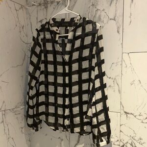 MK Black and White Checkered Blouse